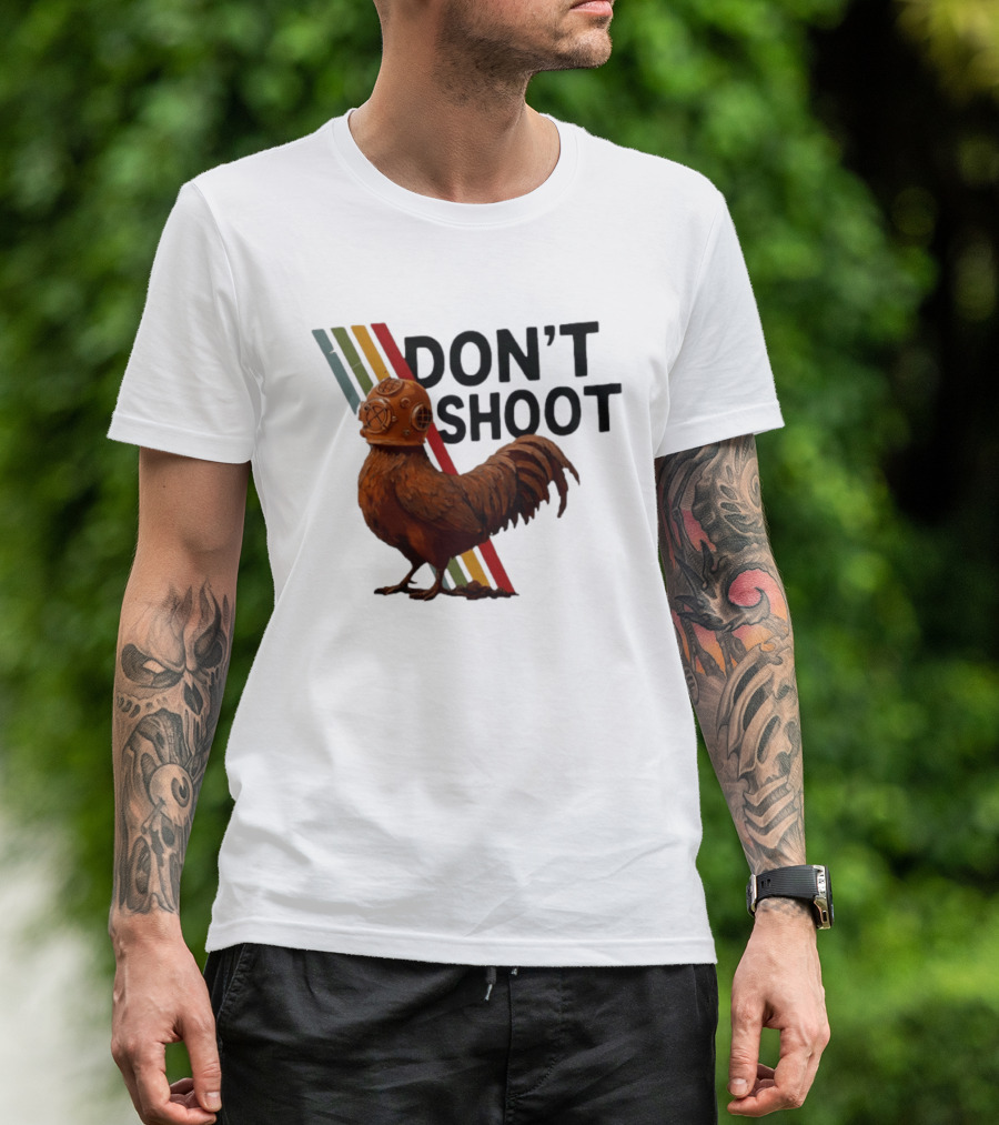 Don't Shoot Chicken Diver Helmet Retro Stripes T-Shirt