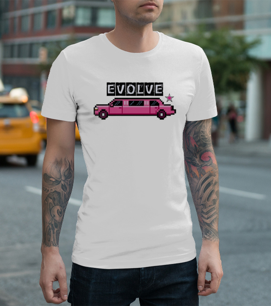 Evolve Pixel Art Pink Limousine Retro Star T-Shirt