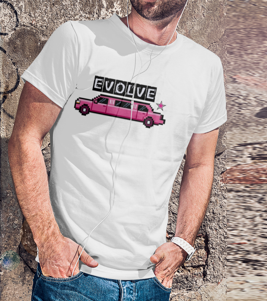 Evolve Pixel Art Pink Limousine Retro Star T-Shirt