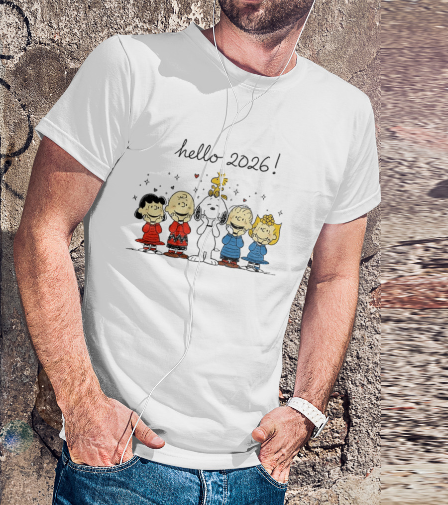 Hello 2026 Peanuts Snoopy And Friends Celebration T-Shirt