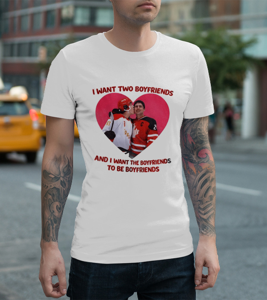 Ilya Shane I Want Two Boyfriends Heated TV Pink Heart Movie Ice Hockey Players T-Shirt