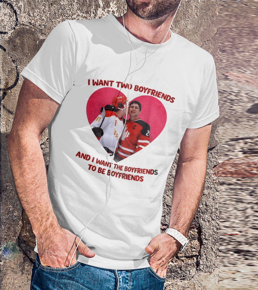 Ilya Shane I Want Two Boyfriends Heated TV Pink Heart Movie Ice Hockey Players T-Shirt