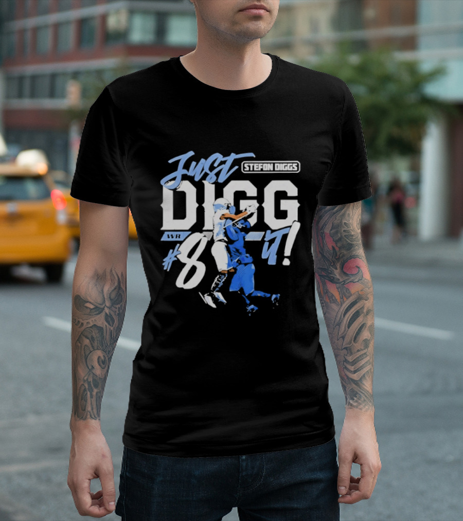Stefon Diggs Just Digg It Number 14 Football Action T-Shirt