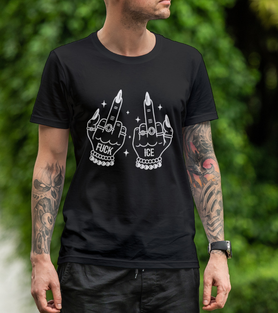 Fuck Ice Middle Finger Anti Trump T-Shirt