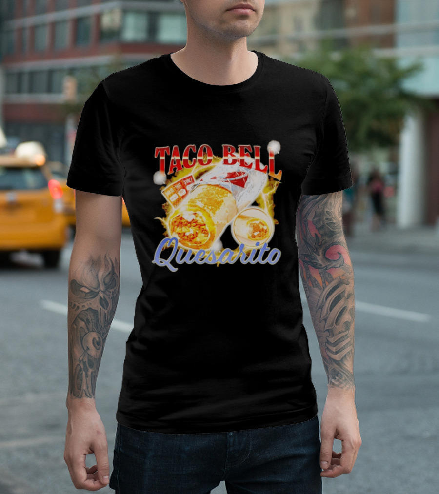 Taco Bell Quesarito Bold Text Fiery T-Shirt