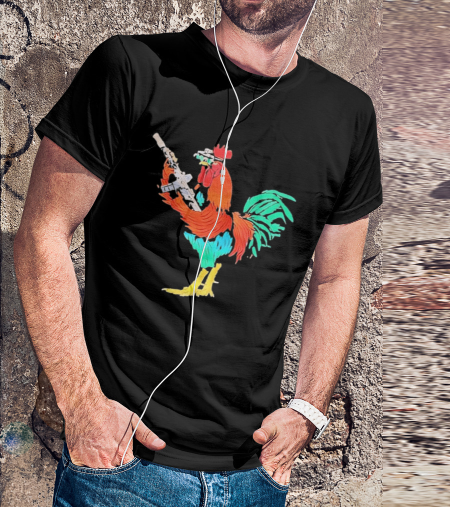 Tactical Rooster Holding Weapon T-Shirt