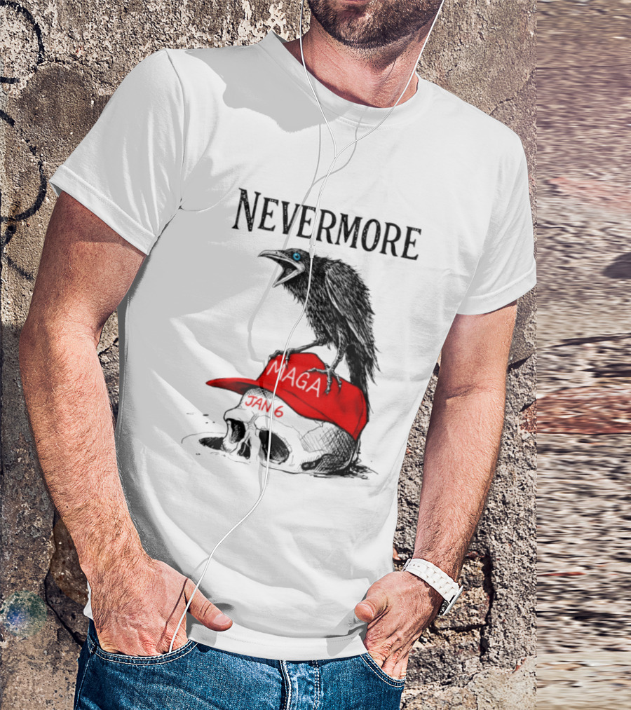 Nevermore Crow Maga January 6 Red Hat Skull T-Shirt