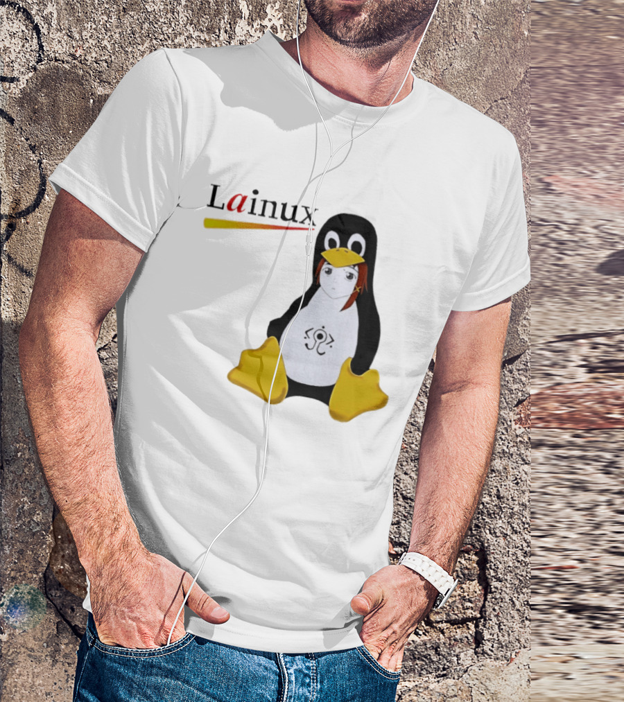 Lainux Lain Ux Linux Tux Mascot Penguin Anime T-Shirt