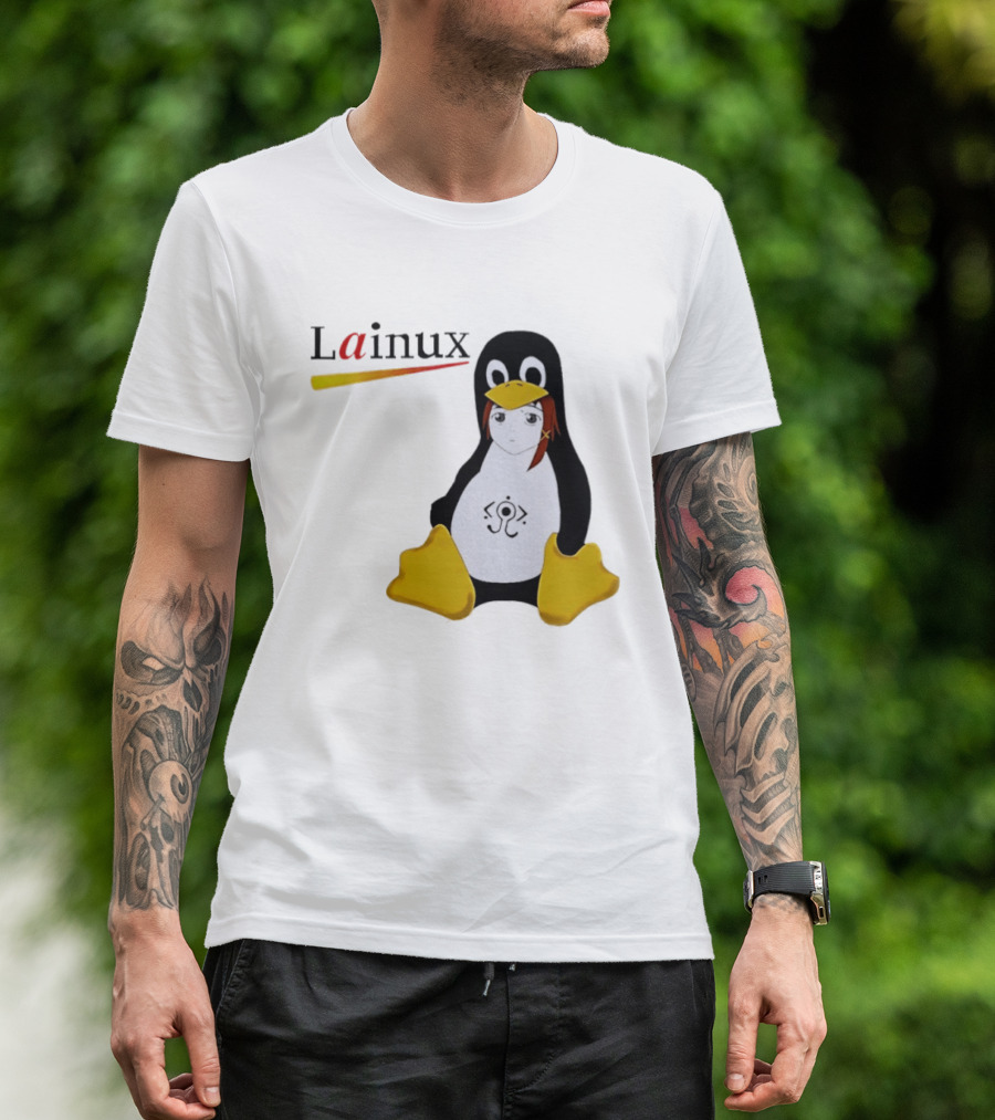 Lainux Lain Ux Linux Tux Mascot Penguin Anime T-Shirt