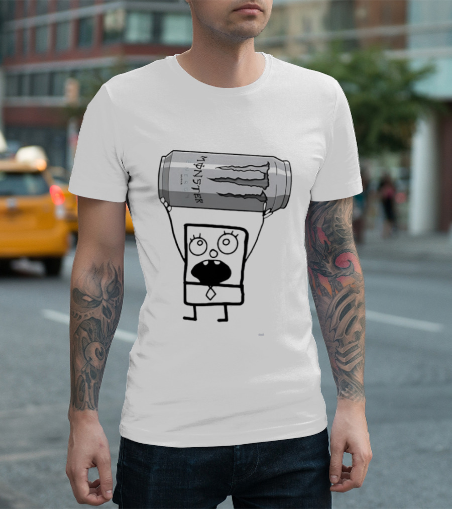Doodlebob Holding Monster Energy Ultra Can Meme T-Shirt