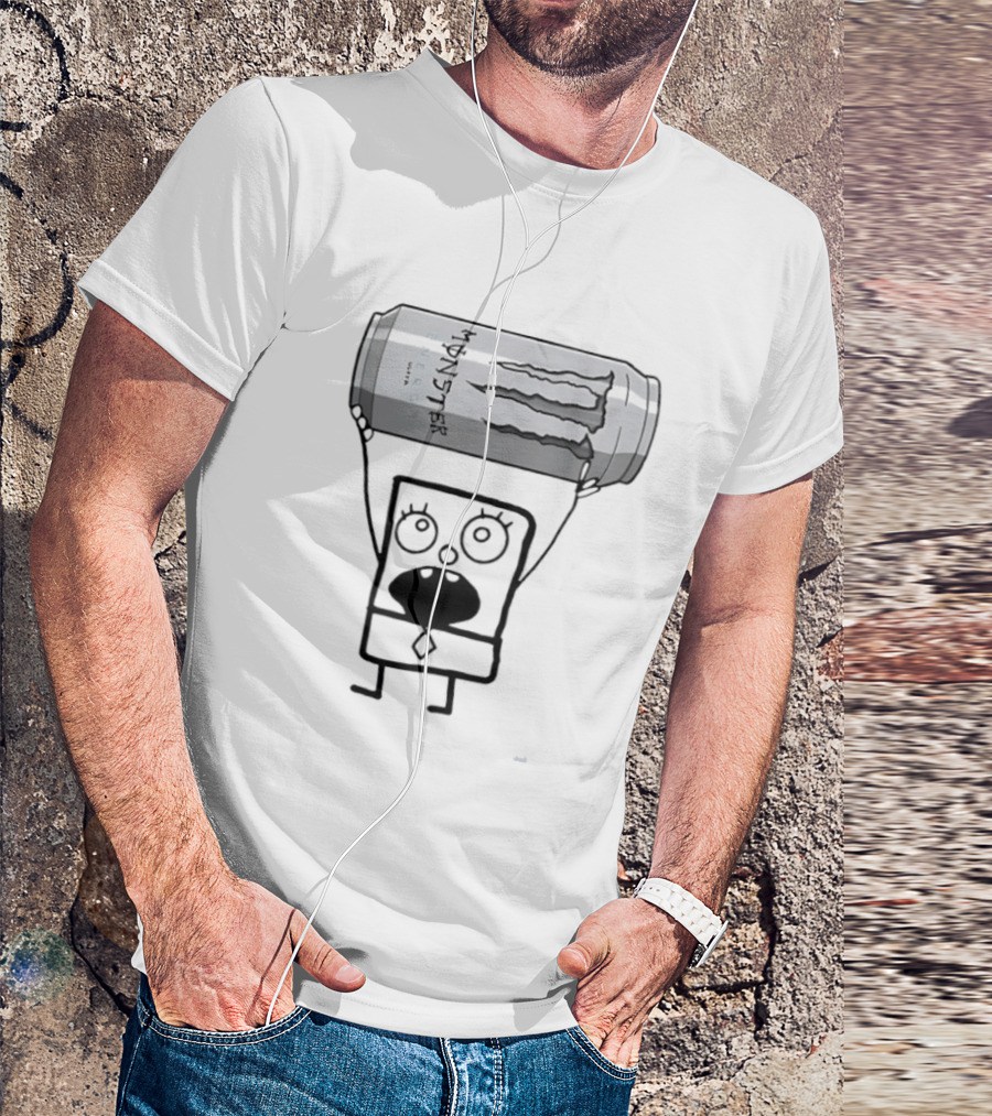 Doodlebob Holding Monster Energy Ultra Can Meme T-Shirt