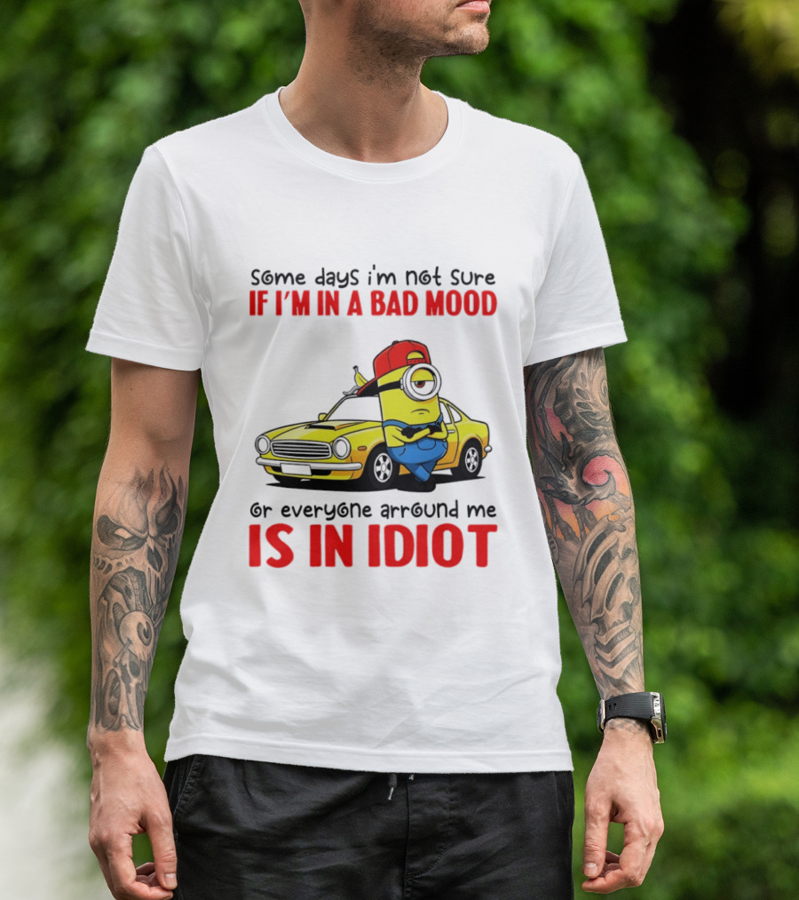 Minion Some Days I'm Not Sure If I'm In A Bad Mood Or Everyone Around Me Is An Idiot Car T-Shirt