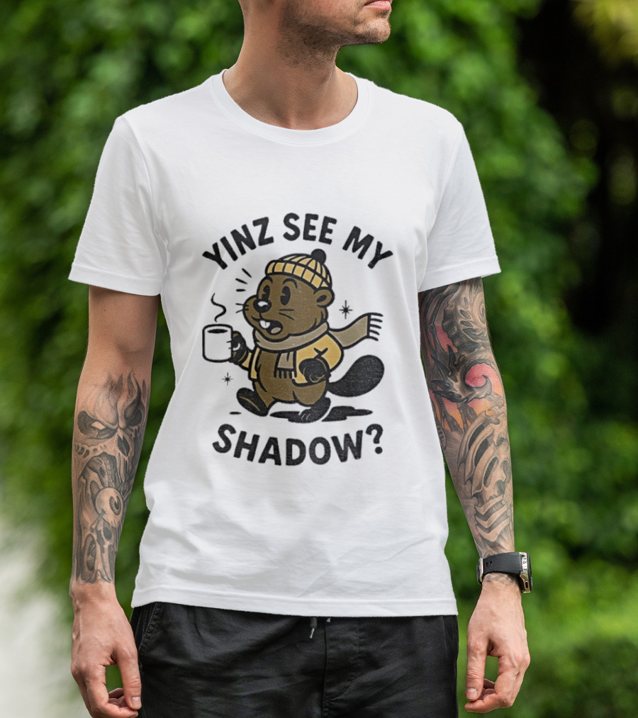 Yinz See My Shadow Pittsburgh Groundhog Day Cozy Cartoon T-Shirt