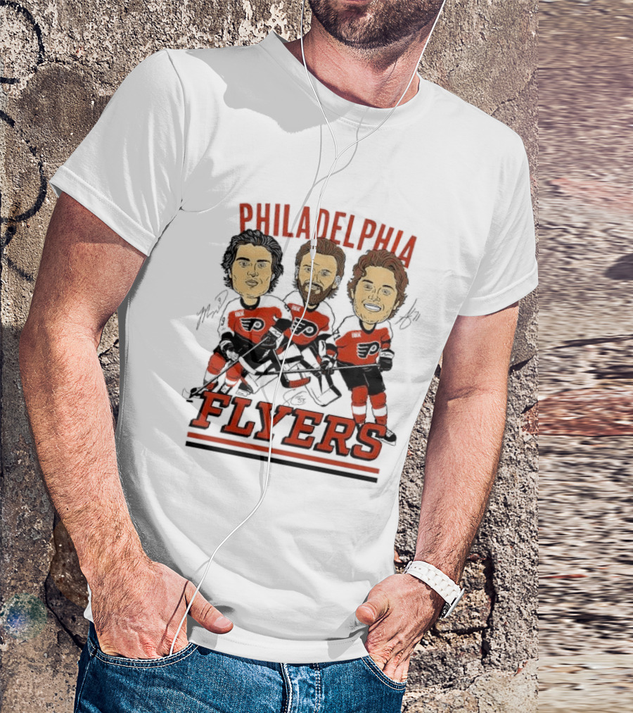 Philadelphia Flyers Three Stars Cartoon Caricature Hockey Legends T-Shirt