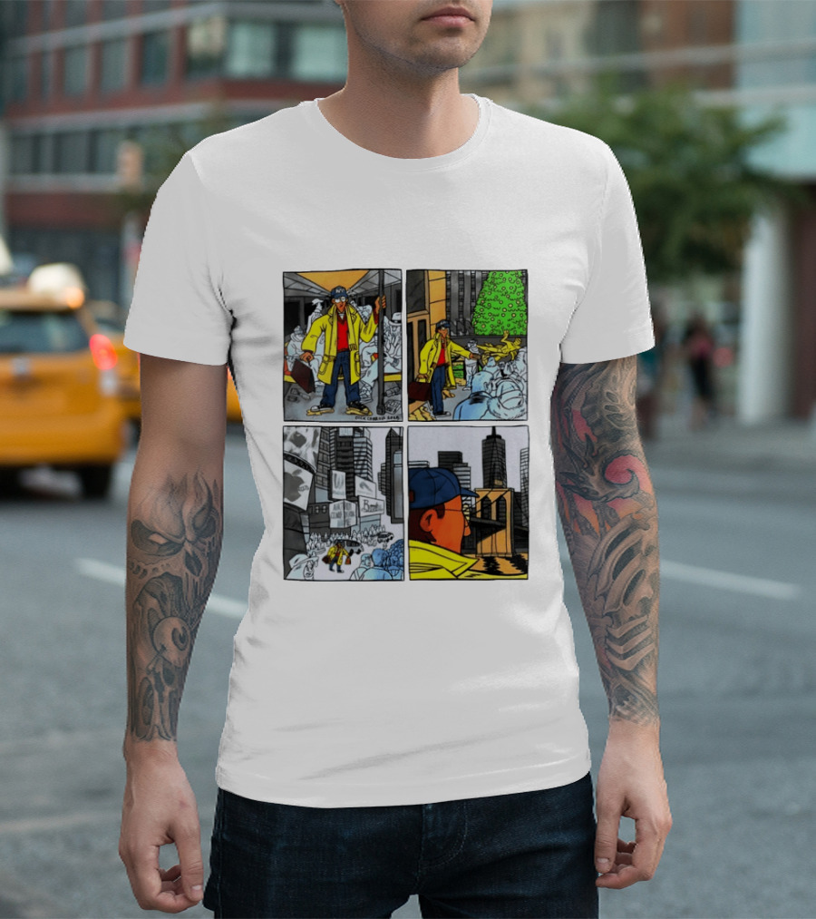 Holiday Comic Pocket NYC Urban Christmas Scenes T-Shirt
