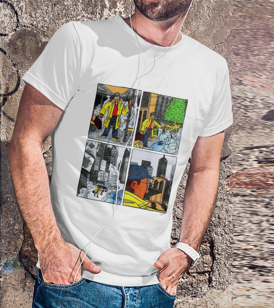 Holiday Comic Pocket NYC Urban Christmas Scenes T-Shirt