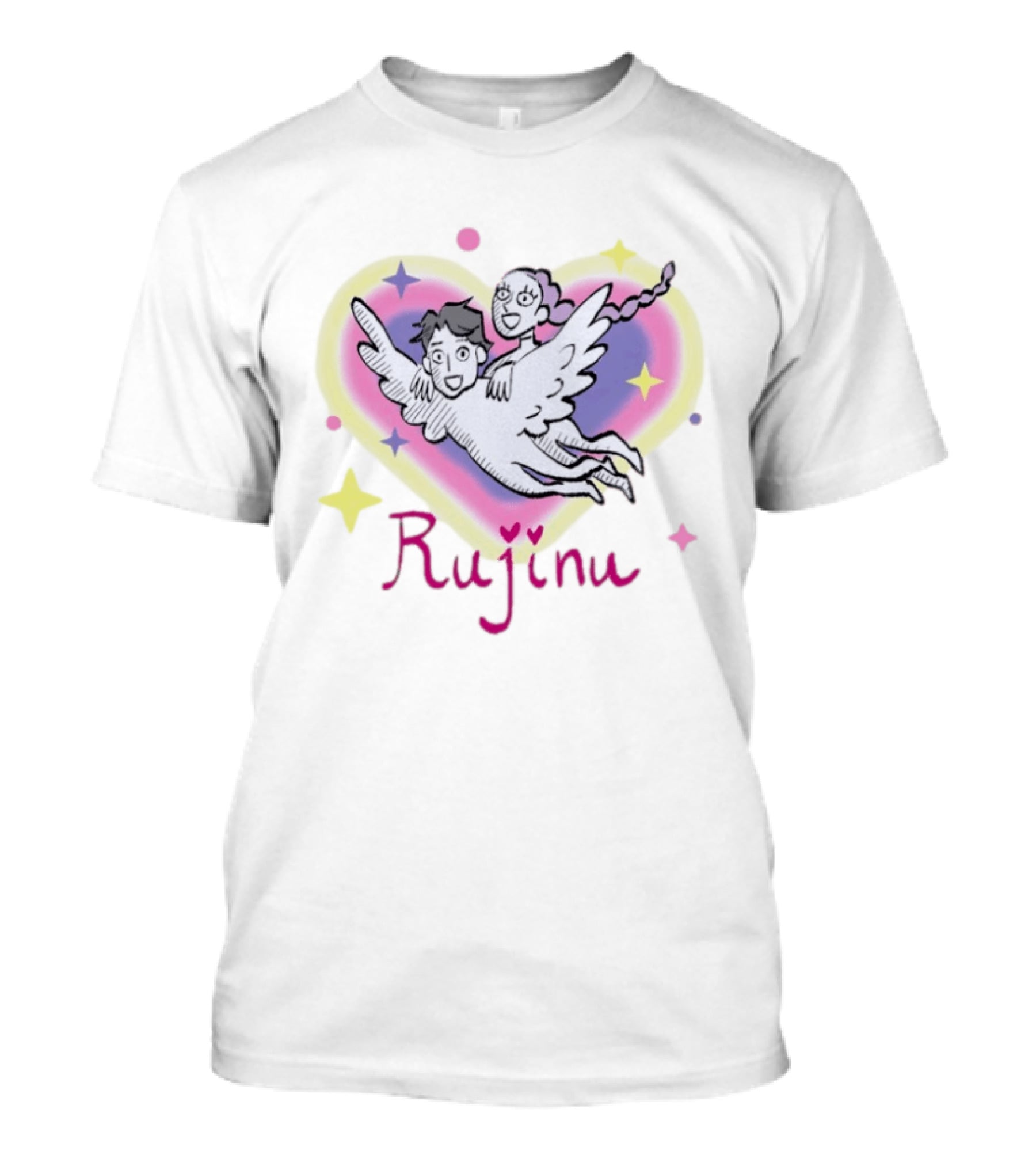 Rujinu KPop Angelic Duo With Heart And Stars T-Shirt