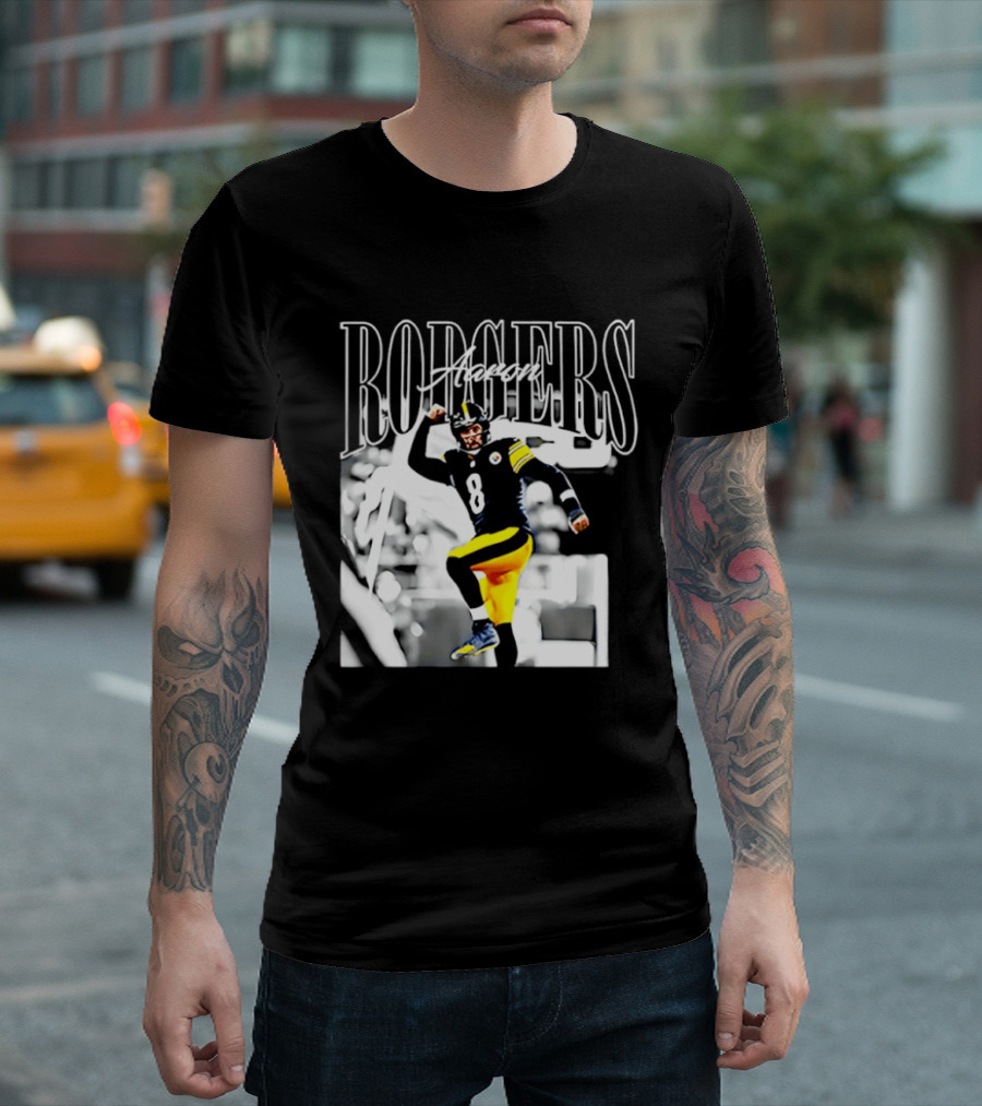 Rodgers 8 Steelers Black And Yellow Football Player T-Shirt