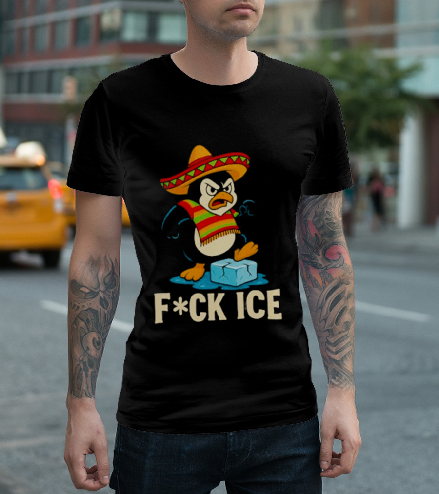 Angry Penguin Sombrero F*ck Ice T-Shirt