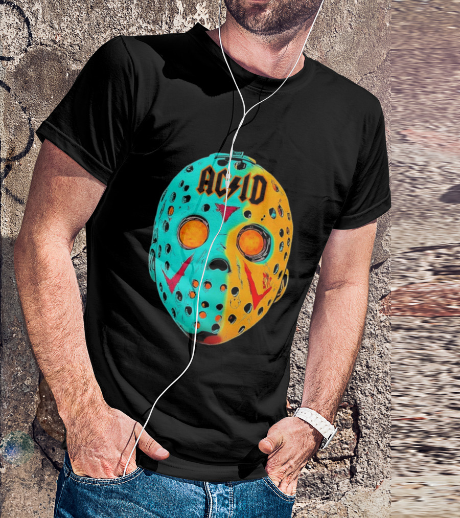 ACDC Jason Voorhees Mask Neon Pop Art Friday The 13th Fusion T-Shirt
