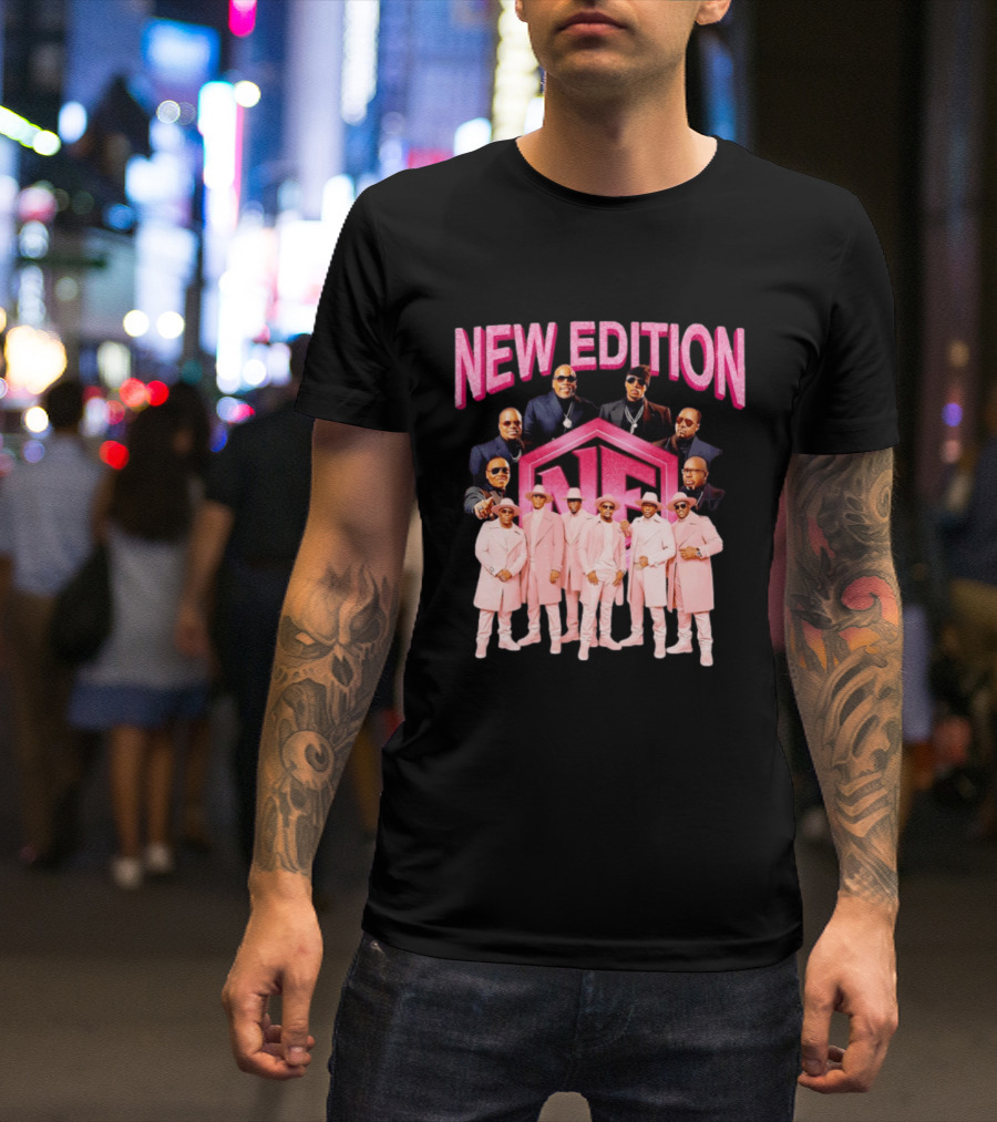 Bobby Brown Johnny Gill Ralph Tresvant Ronnie DeVoe Ricky Bell Michael Bivins New Edition NE Band Pink Outfits 90s Music T-Shirt