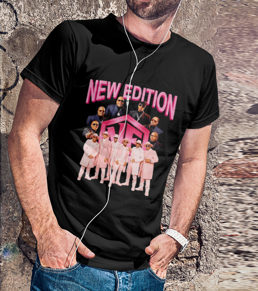 Bobby Brown Johnny Gill Ralph Tresvant Ronnie DeVoe Ricky Bell Michael Bivins New Edition NE Band Pink Outfits 90s Music T-Shirt