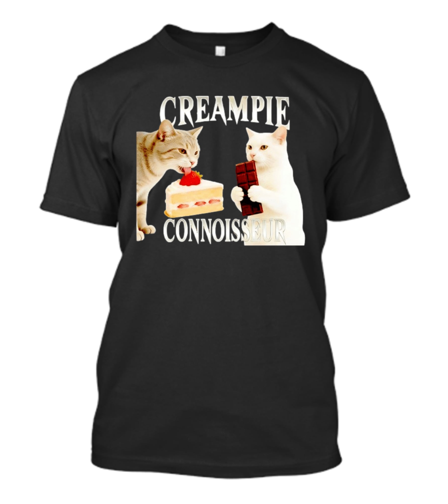 Cats Creampie Connoisseur Strawberry Cake Chocolate Bar T-Shirt