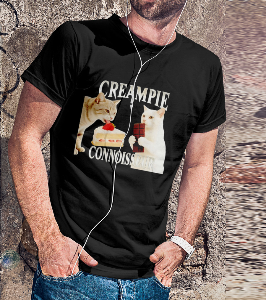 Cats Creampie Connoisseur Strawberry Cake Chocolate Bar T-Shirt