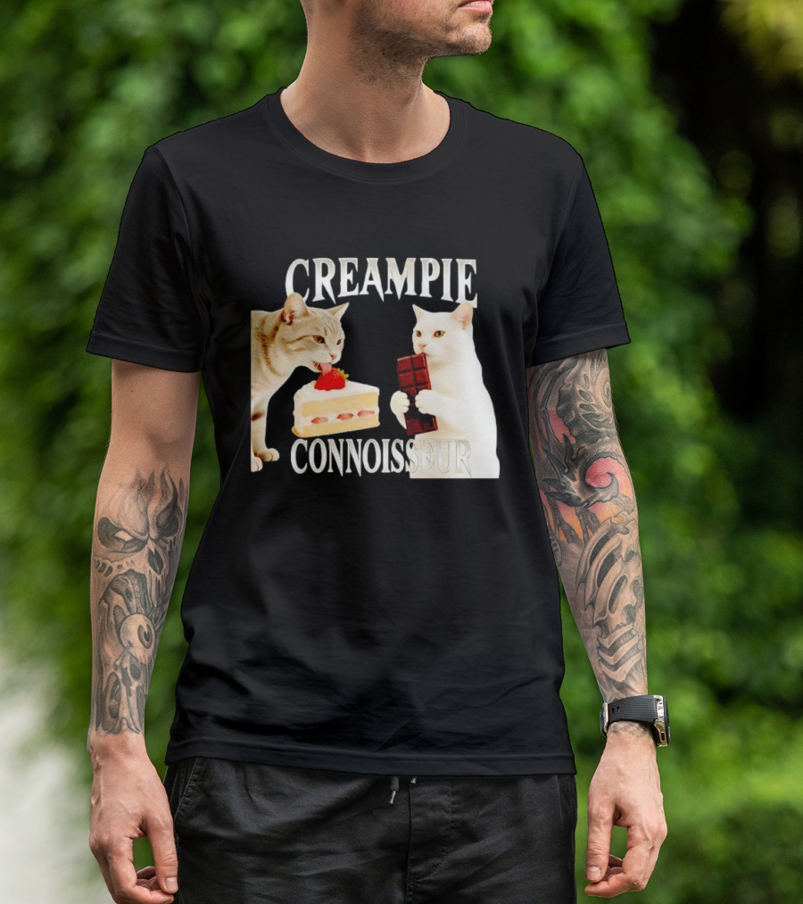 Cats Creampie Connoisseur Strawberry Cake Chocolate Bar T-Shirt