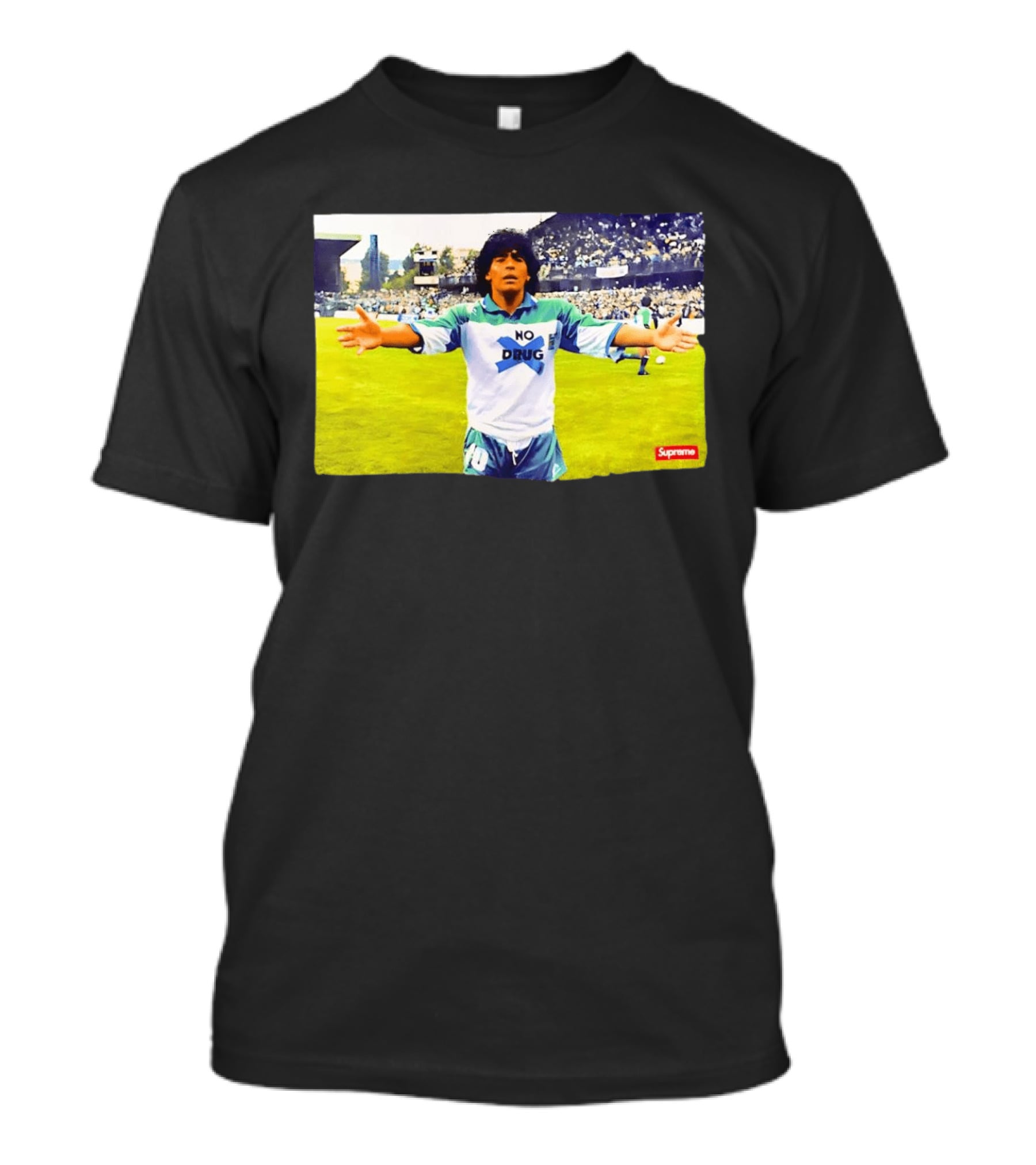 Supreme Diego Maradona No Drug Soccer Legend Iconic Image T-Shirt