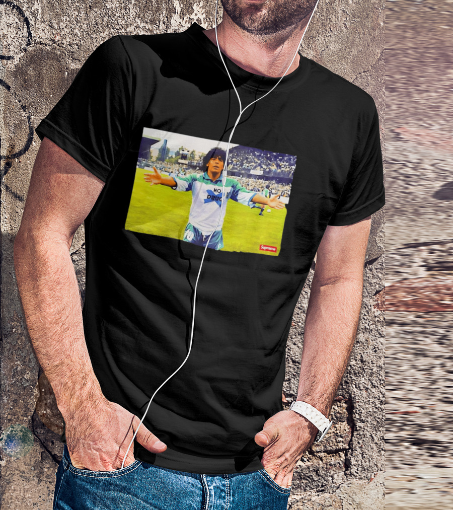 Supreme Diego Maradona No Drug Soccer Legend Iconic Image T-Shirt