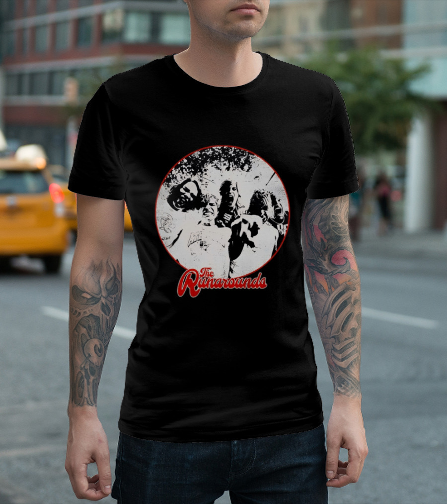 The Runarounds Band Black And White Circle Group Photo T-Shirt