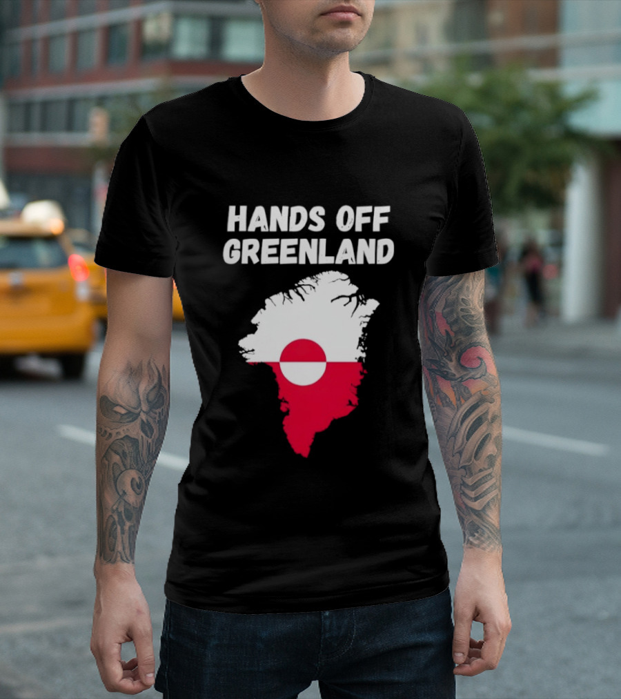 Hands Off Greenland Map Red White Circle Anti Trump T-Shirt