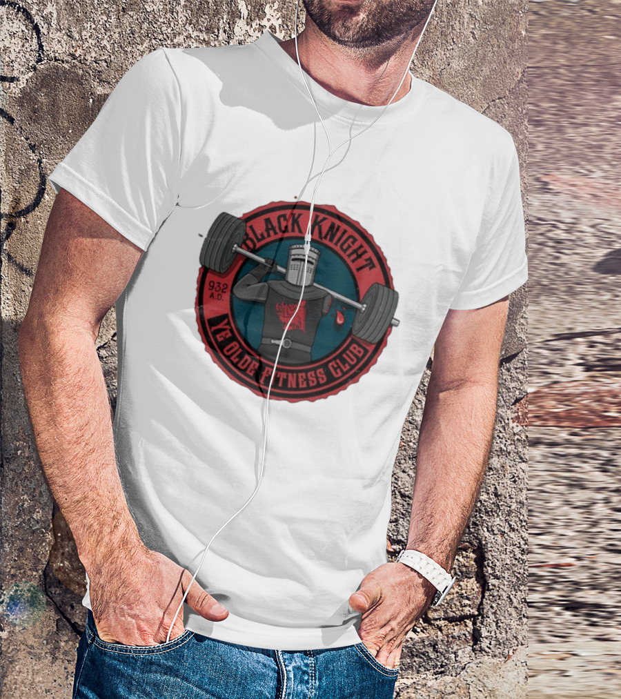 Black Knight Ye Olde Fitness Club 932 AD Weightlifting Medieval Humor T-Shirt