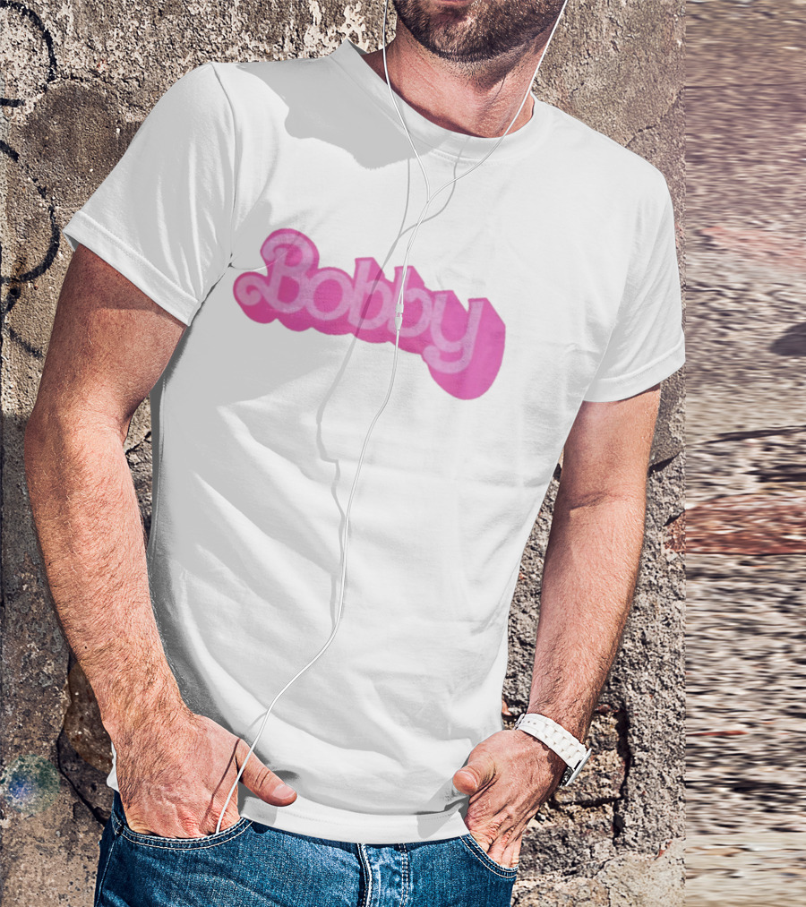 Bobby Pink Text Style Bob Weir Barbie Font T-Shirt
