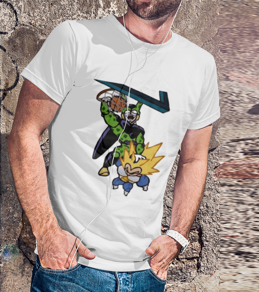 Cell Vs Vegeta Basketball Dunk Anime Mashup T-Shirt
