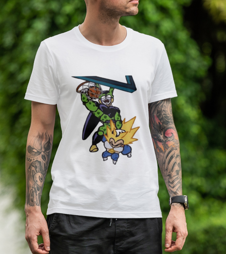 Cell Vs Vegeta Basketball Dunk Anime Mashup T-Shirt