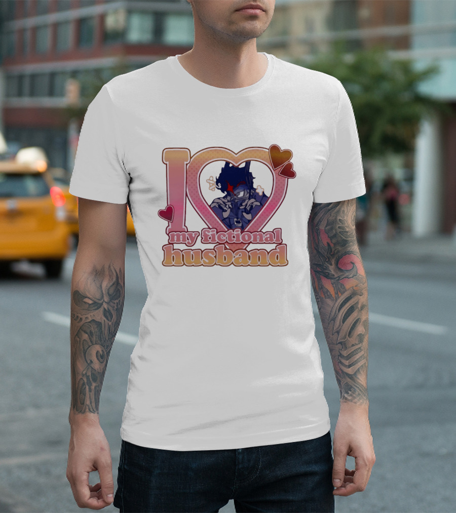 I Love My Fictional Husband Heart Design With Anime T-Shirt