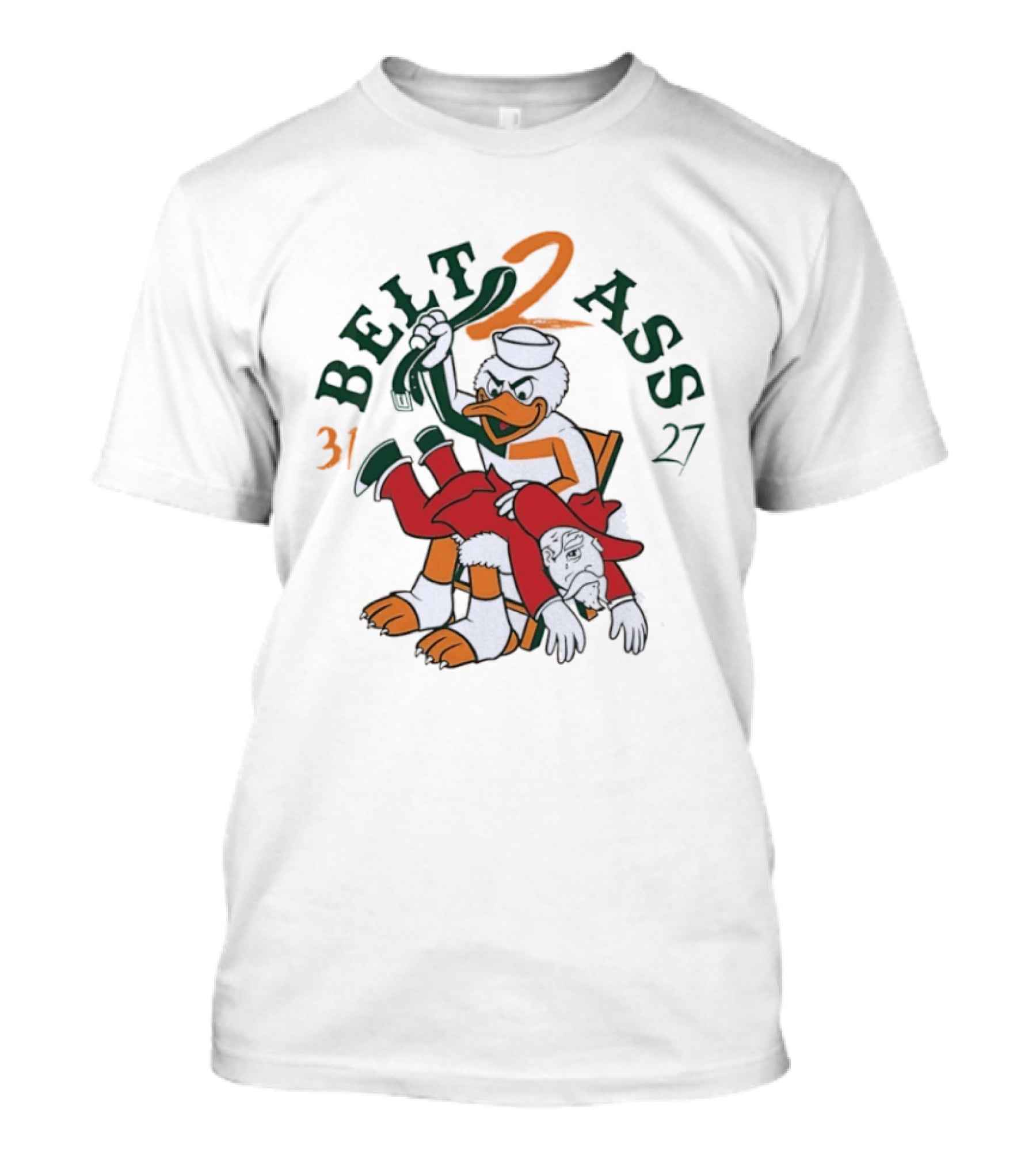 Belt 2 Ass 31 27 Miami Hurricanes Victory Celebration T-Shirt
