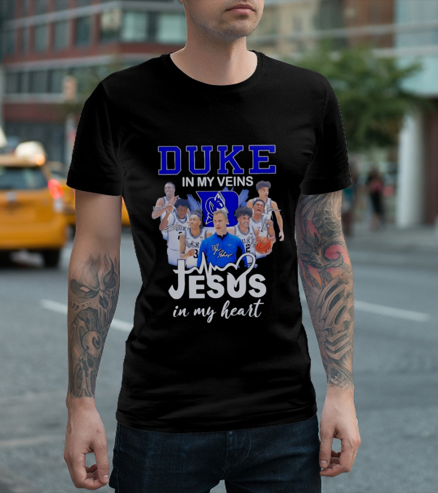 Duke Blue Devils Basketball Jesus In My Heart Signatures T-Shirt