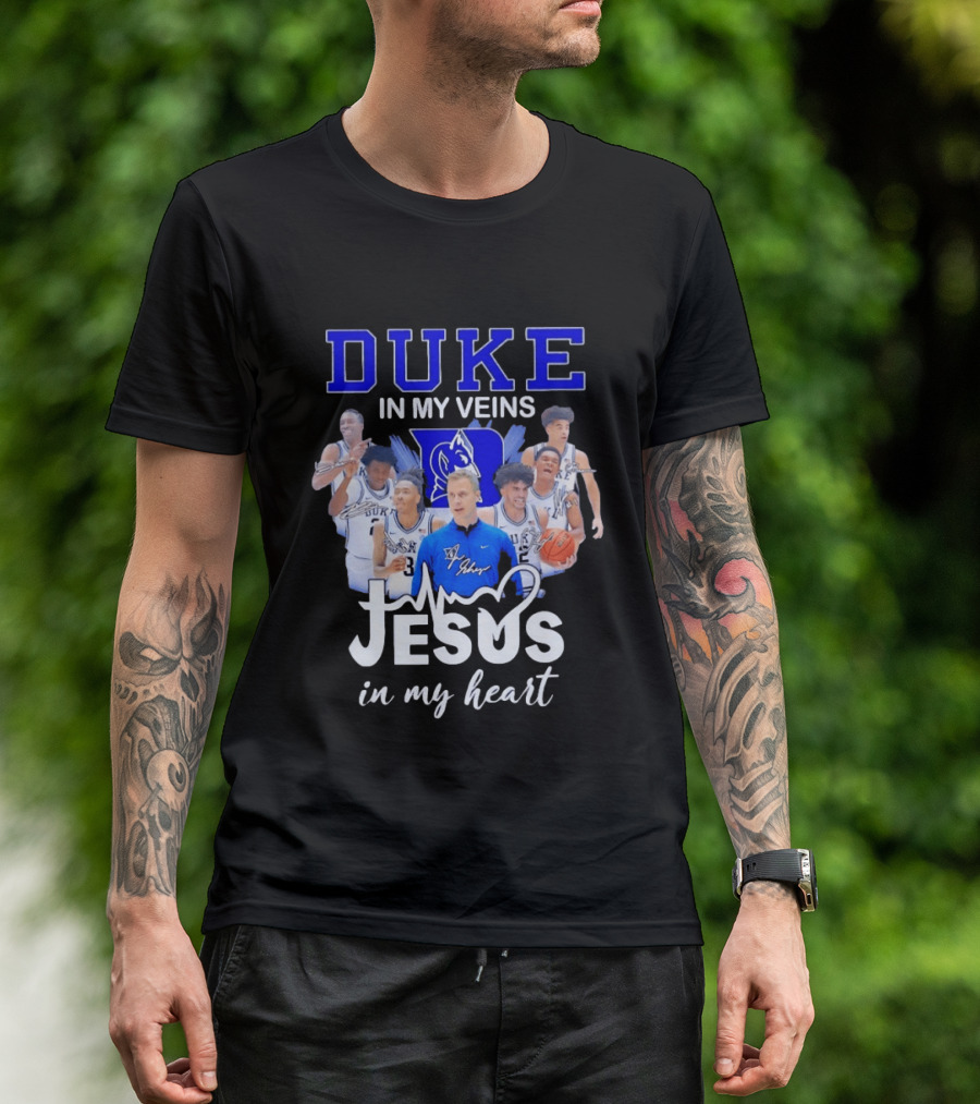 Duke Blue Devils Basketball Jesus In My Heart Signatures T-Shirt