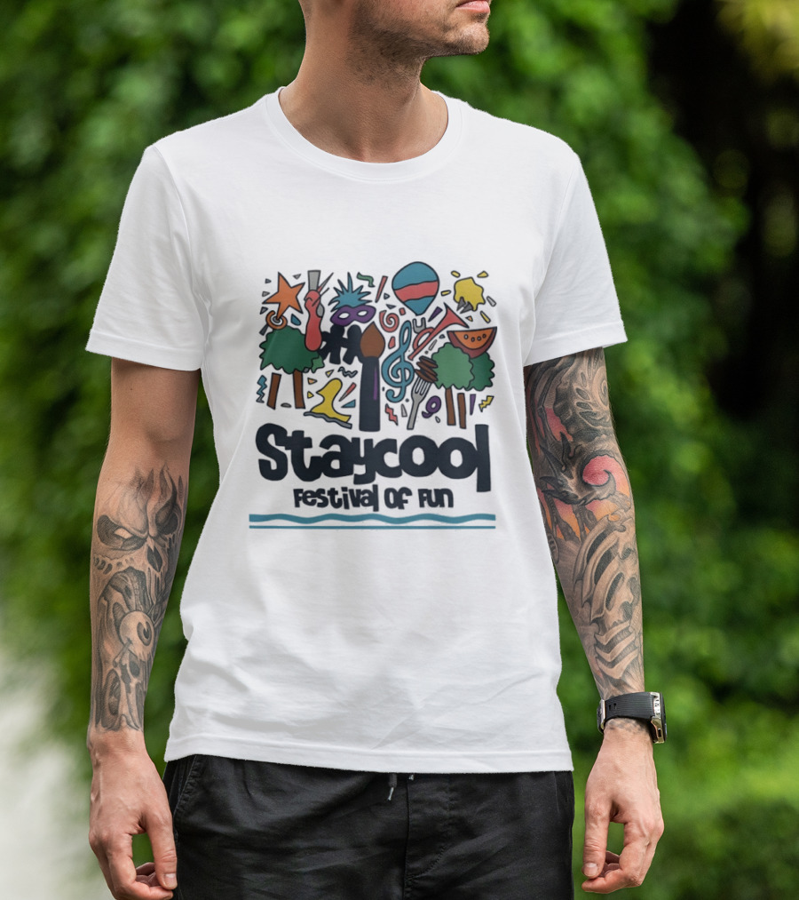 Staycool Festival Of Fun With Colorful Icons And Musical T-Shirt