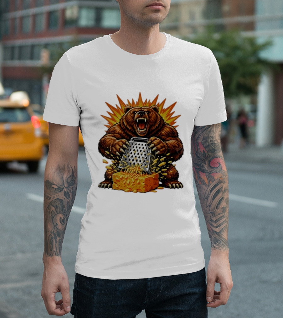 Angry Bear Grating Cheese Grater Hater Explosive Roaring Beast T-Shirt