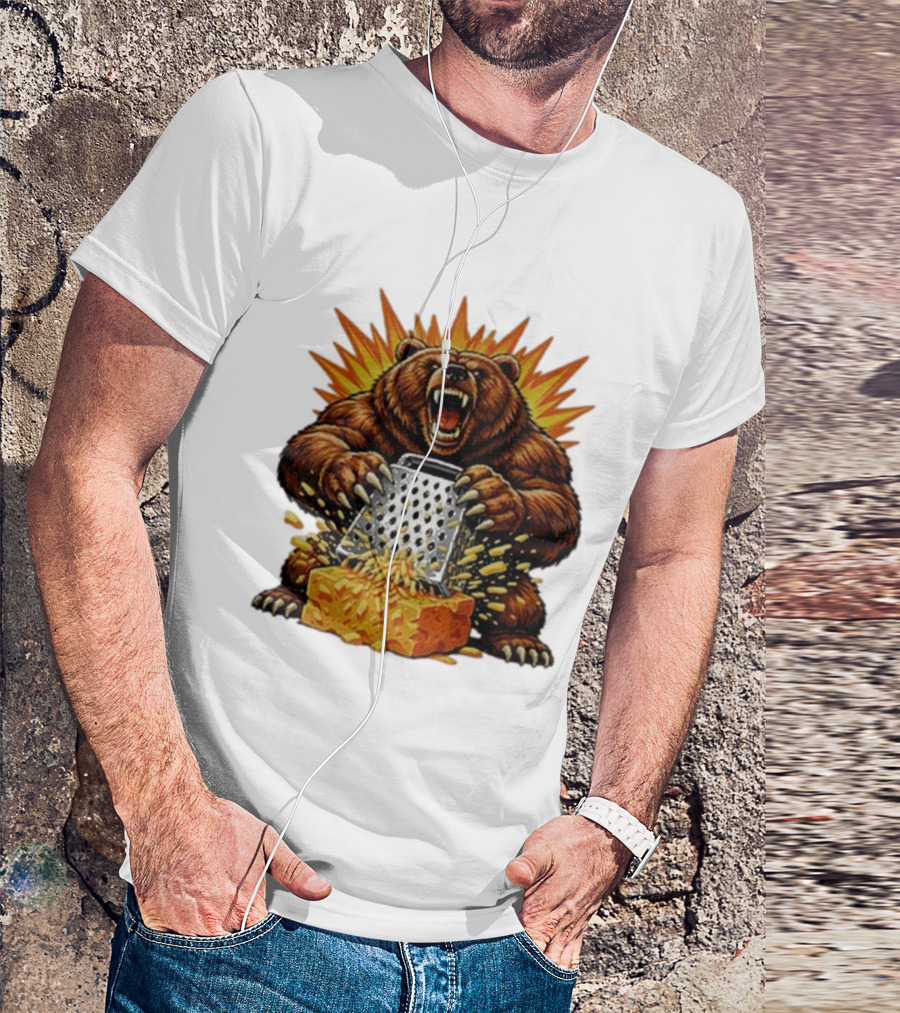 Angry Bear Grating Cheese Grater Hater Explosive Roaring Beast T-Shirt