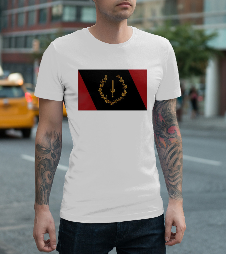 Black American Heritage Flag Laurel Wreath And Torch T-Shirt