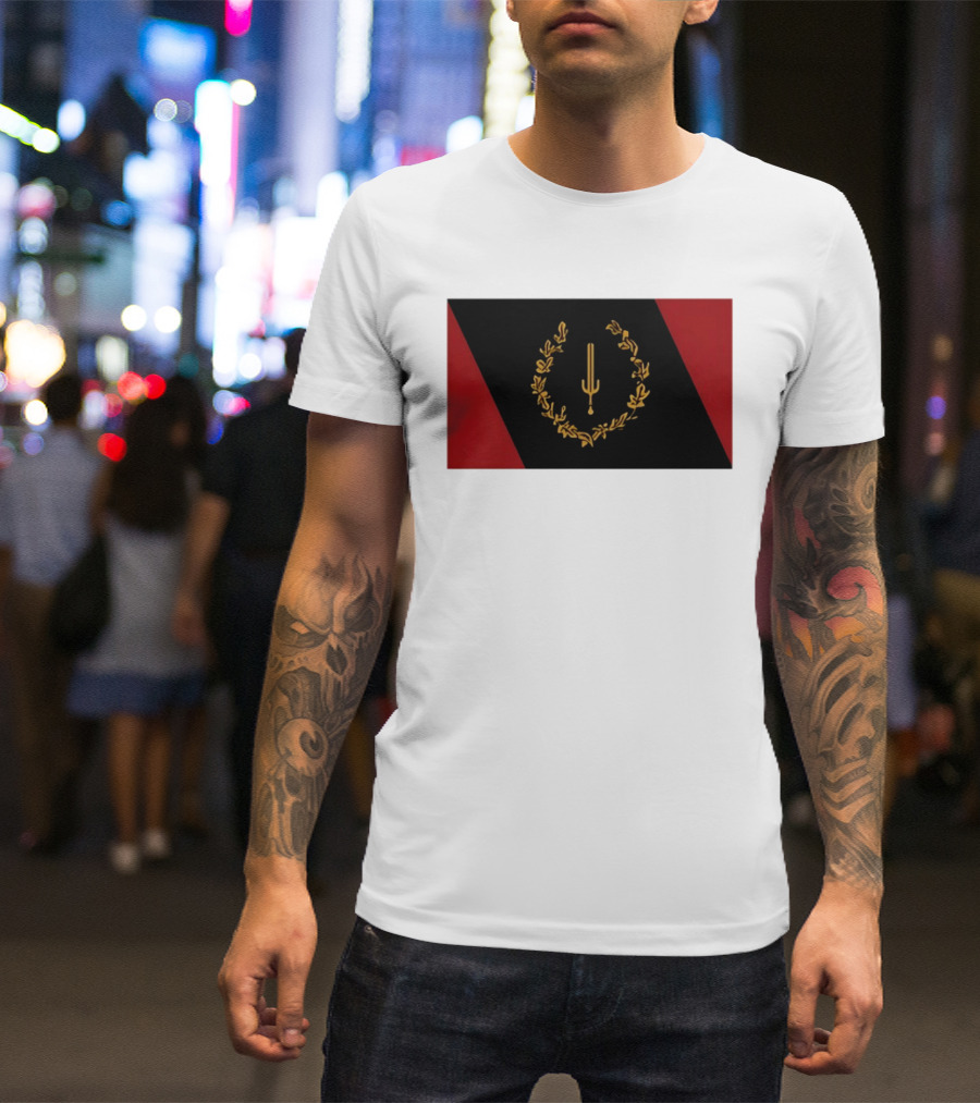 Black American Heritage Flag Laurel Wreath And Torch T-Shirt