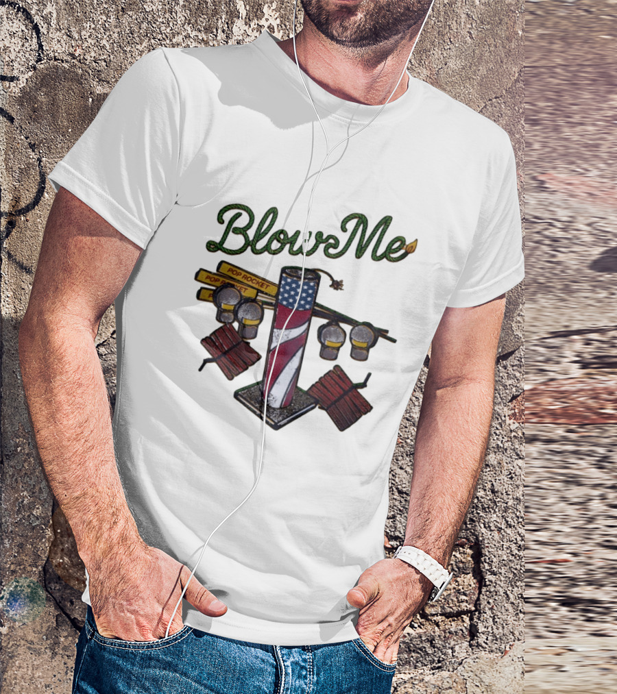 Blow Me 4th Of July Pop Rocket Fireworks USA Flag T-Shirt