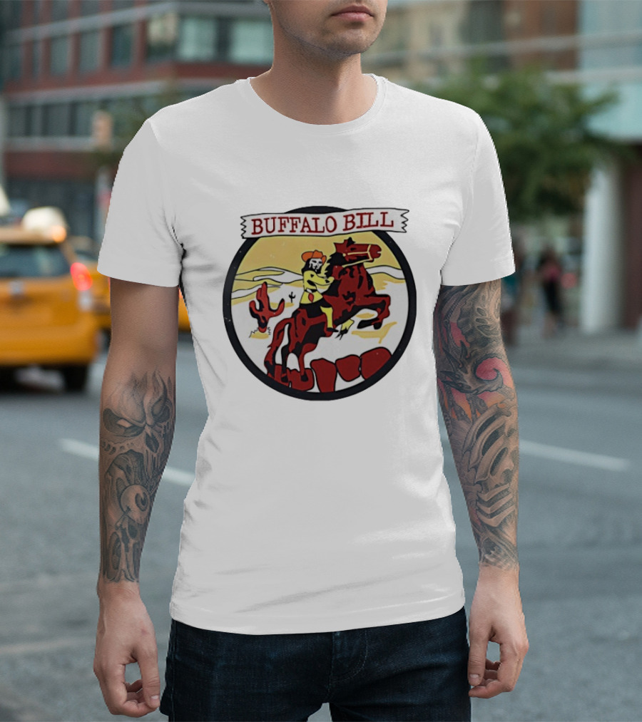 Buffalo Bill Cowboy Riding Red Horse Western Adventure T-Shirt