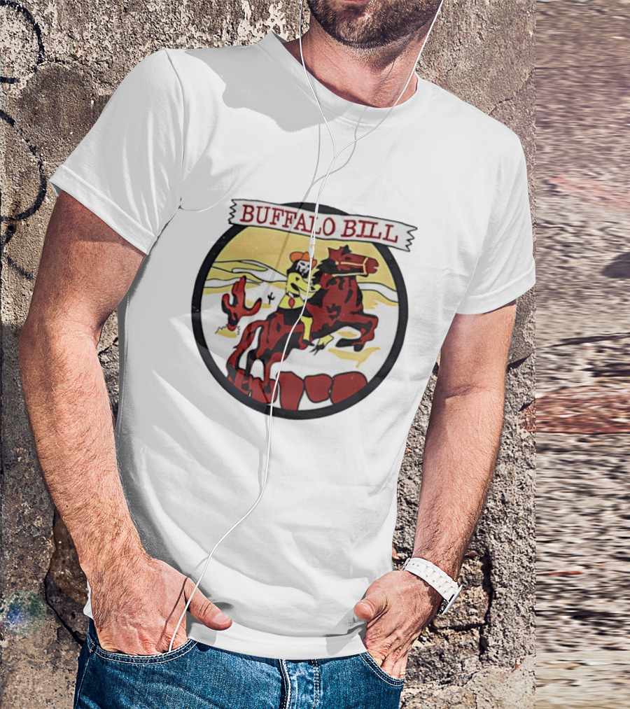 Buffalo Bill Cowboy Riding Red Horse Western Adventure T-Shirt