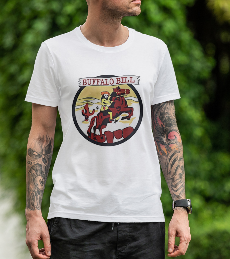 Buffalo Bill Cowboy Riding Red Horse Western Adventure T-Shirt